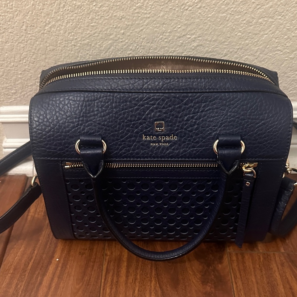 Kate Spade Midnight Blue Textured Satchel